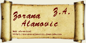 Zorana Alanović vizit kartica